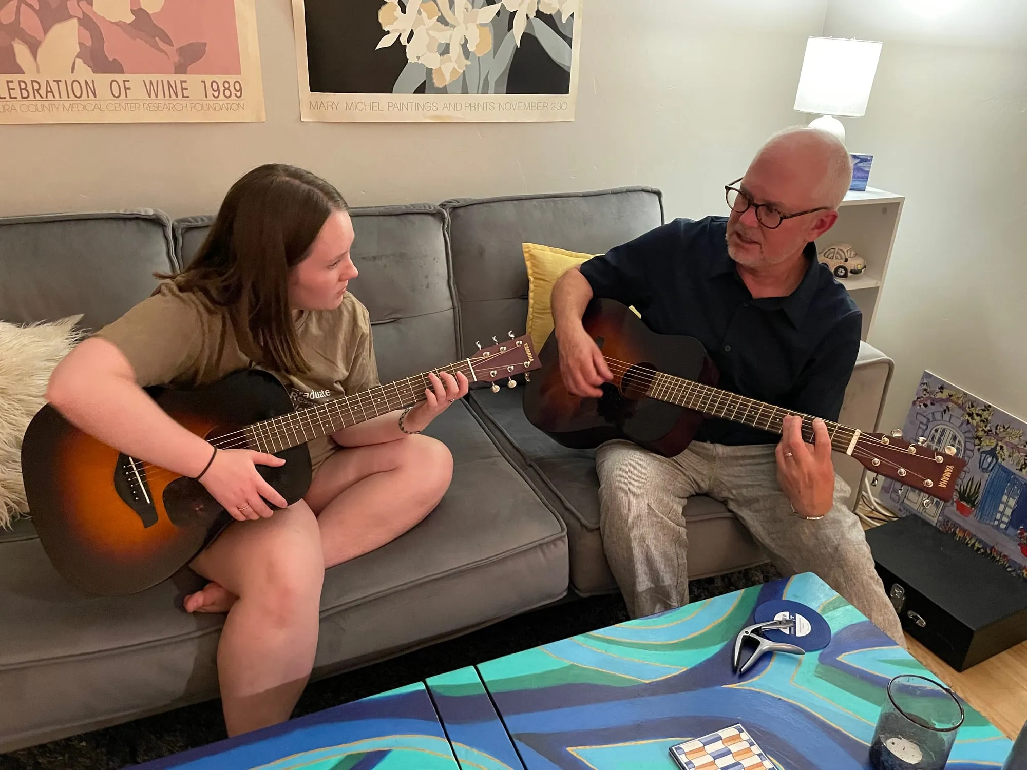Acoustic duet on the sofa
